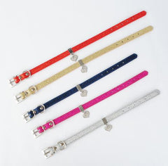 Leather Dog Collar With Diamond Heart - WoofExpert