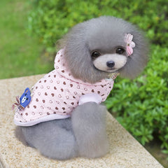 Quilted Padded Fleece Dog Jacket - Hearts - WoofExpert