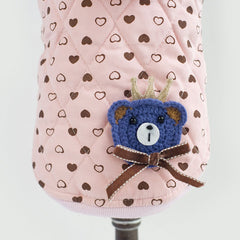 Quilted Padded Fleece Dog Jacket - Hearts - WoofExpert